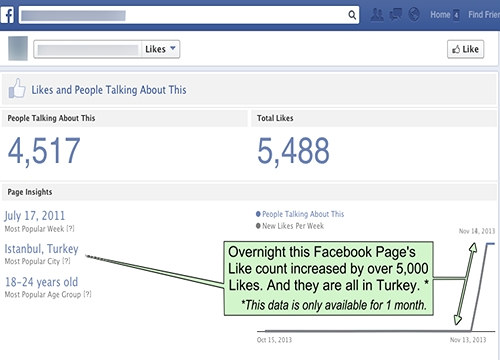 Facebook fraudulent Likes Page