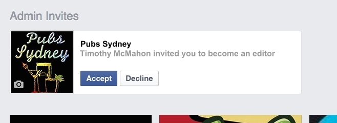 Facebook admin invite accept